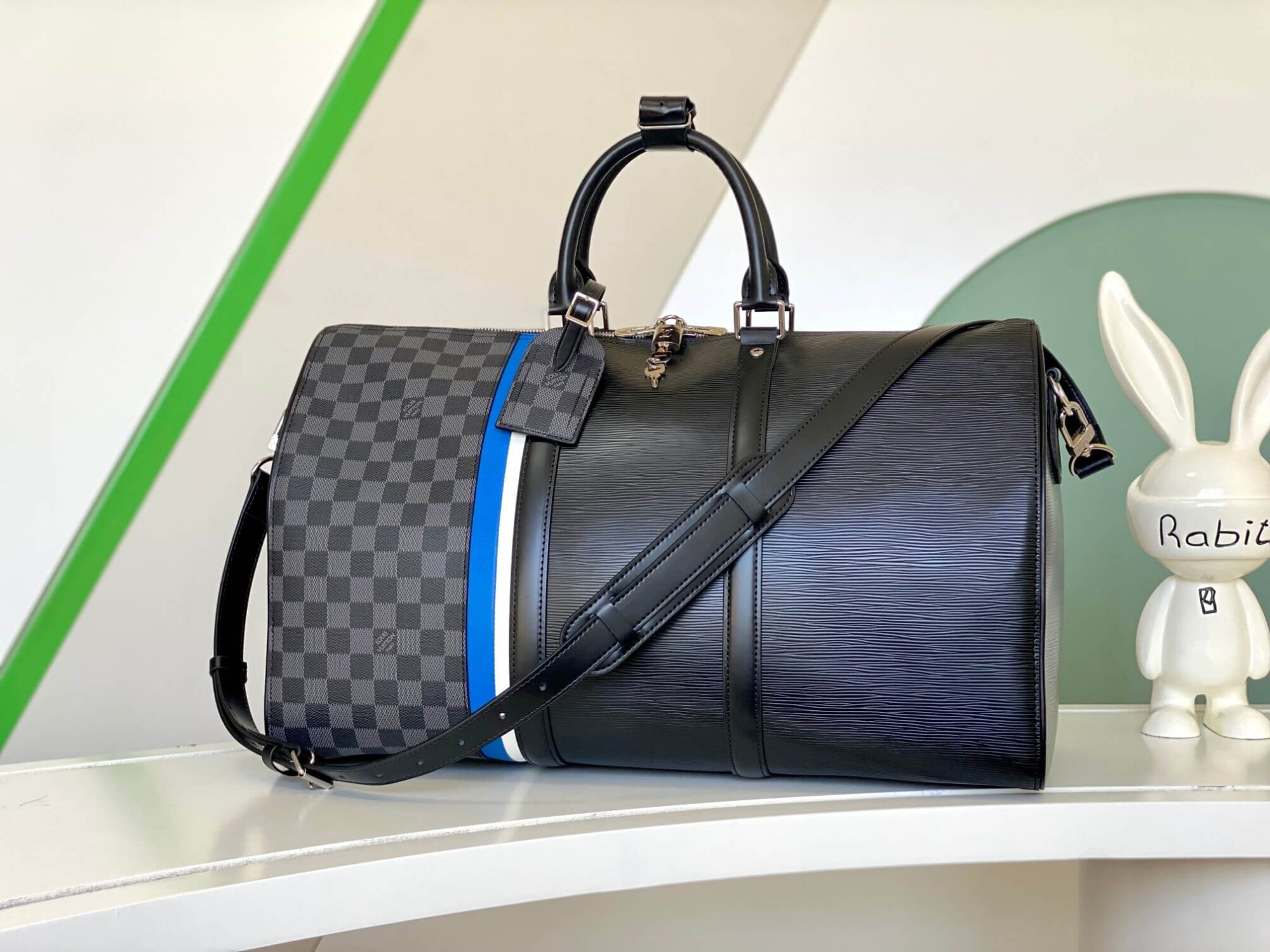 Louis Vuitton LV Supreme Keepall 45 Travel Shoulder Bag M56660 Black