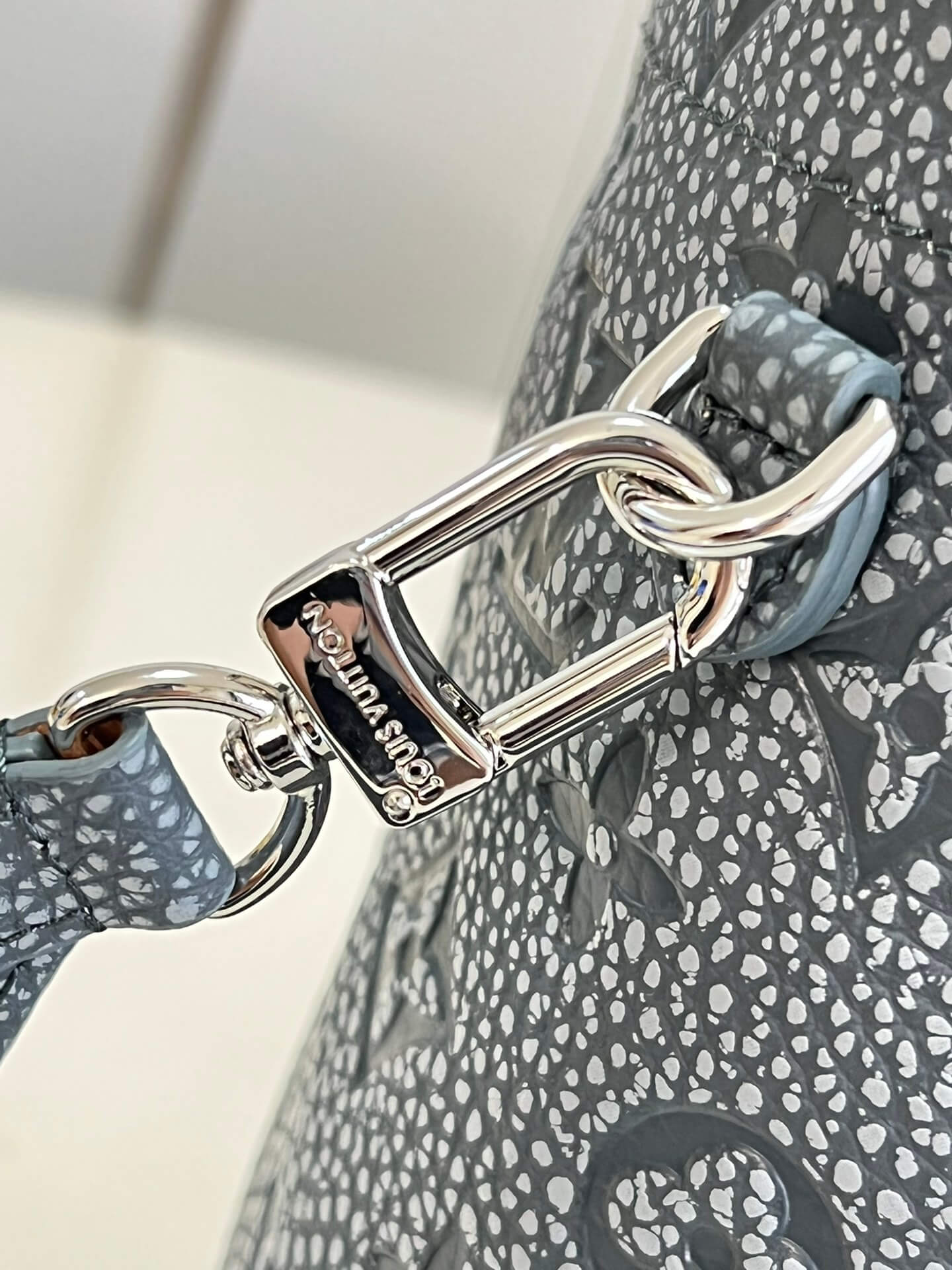 Louis Vuitton LV Taurillon Monogram Chalk Pouch Shoulder HandBag M81572 Gray - white - Image 8