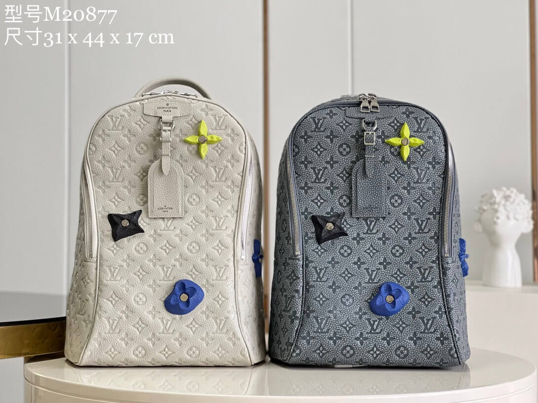 Louis Vuitton LV Taurillon Monogram Ellipse Grantie Backpack M20877 White - Grantie Gray