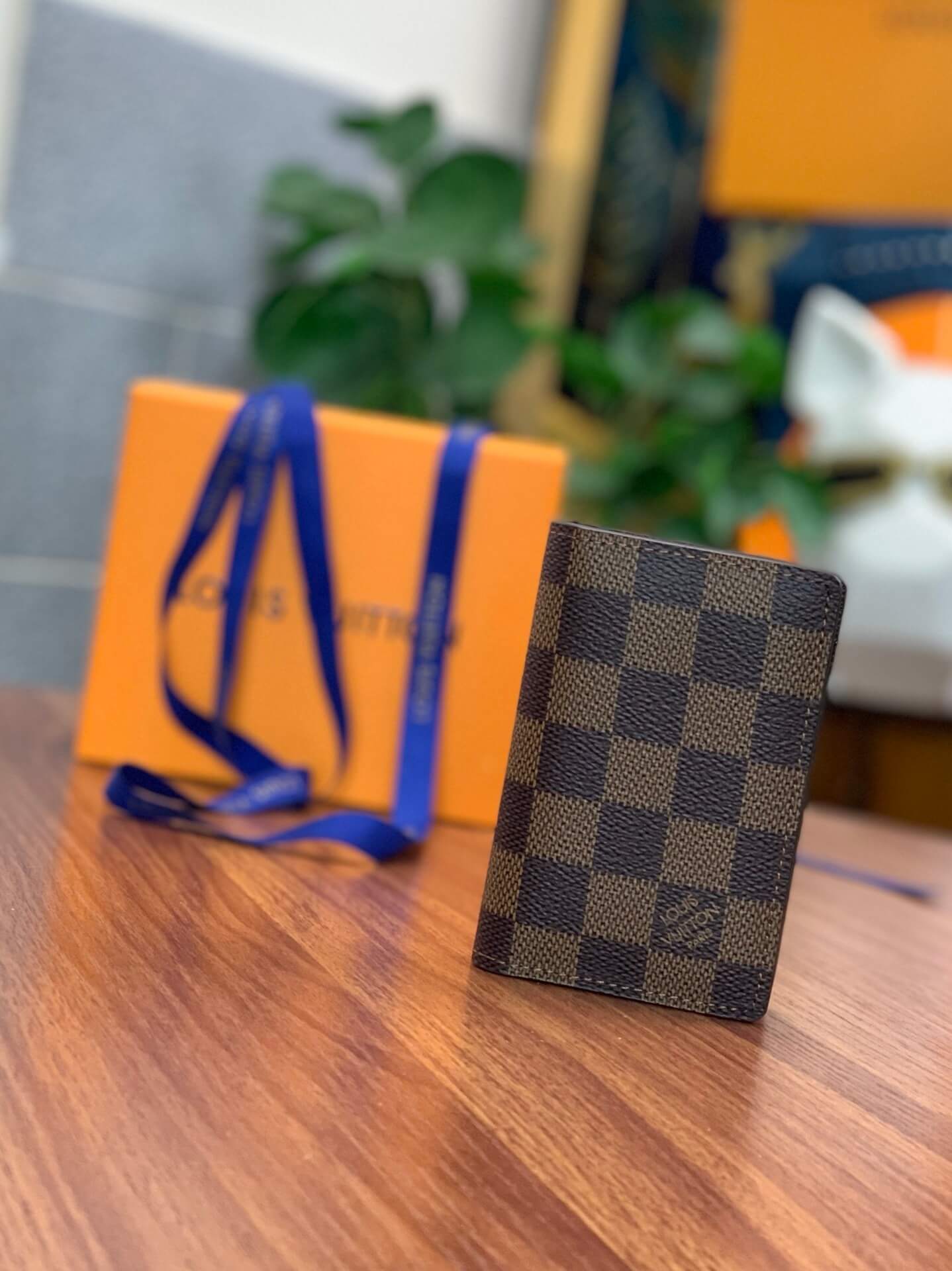 Louis Vuitton LV Toile Damier Ebene Canvas Pocket Organizer Wallet N63145 Brown