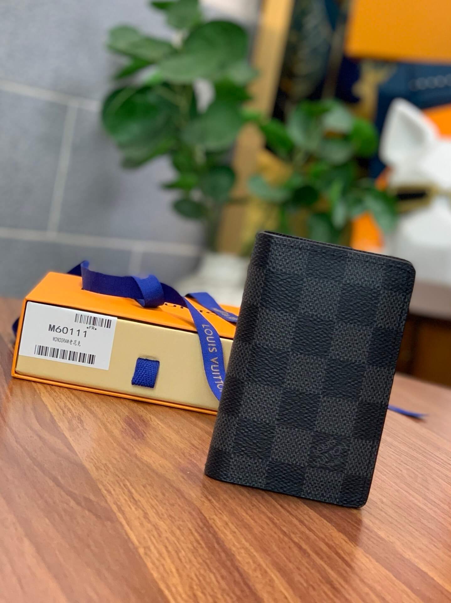 Louis Vuitton LV Toile Damier Graphite Canvas Pocket Organizer Wallet N63143 Black / Grey