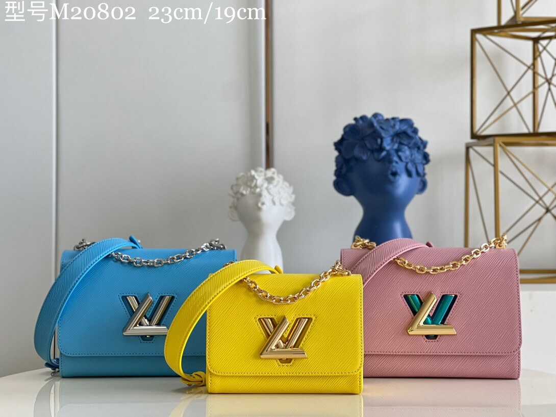 Louis Vuitton LV Twist MM Epi Leather Shoulder Handbag M20802 Pink M20627 Blue - Yellow