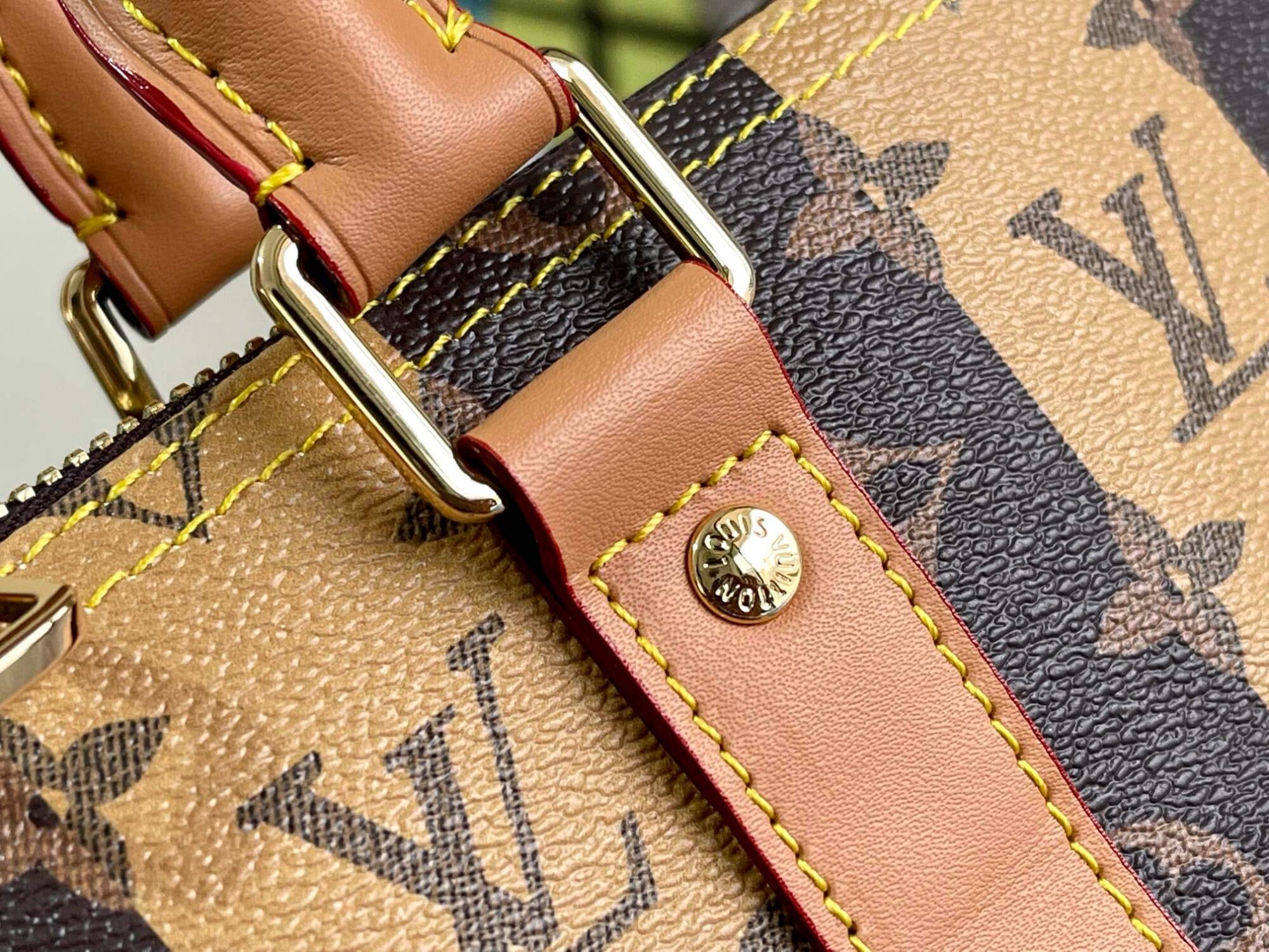 Louis Vuitton LV X NIGO Monogram canvas Keepall Bandouliere 50 floral Striped Travel Bag M40567 Brown - Black / Grey - Image 8