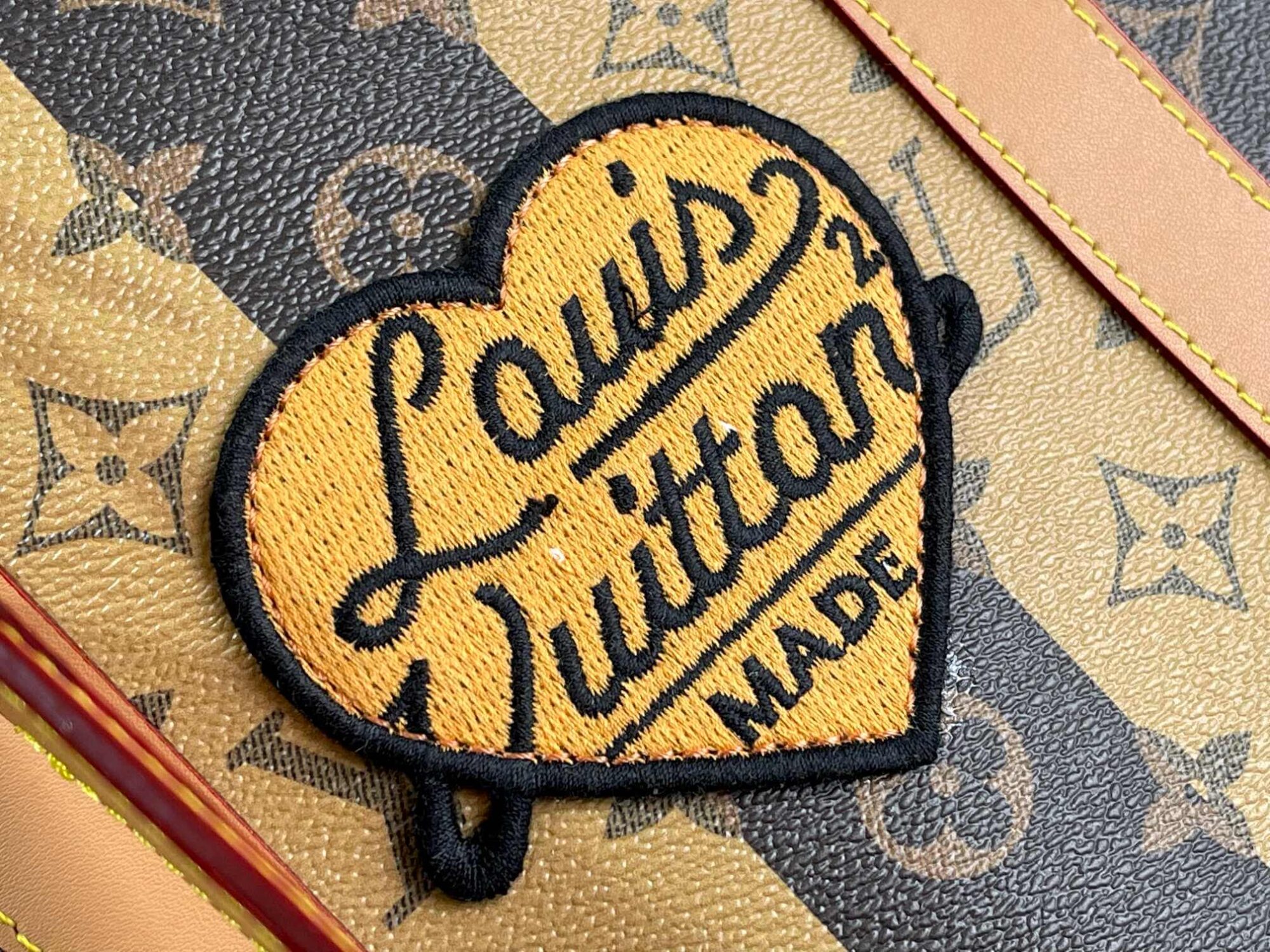 Louis Vuitton LV X NIGO Monogram canvas Keepall Bandouliere 50 floral Striped Travel Bag M40567 Brown - Black / Grey - Image 5