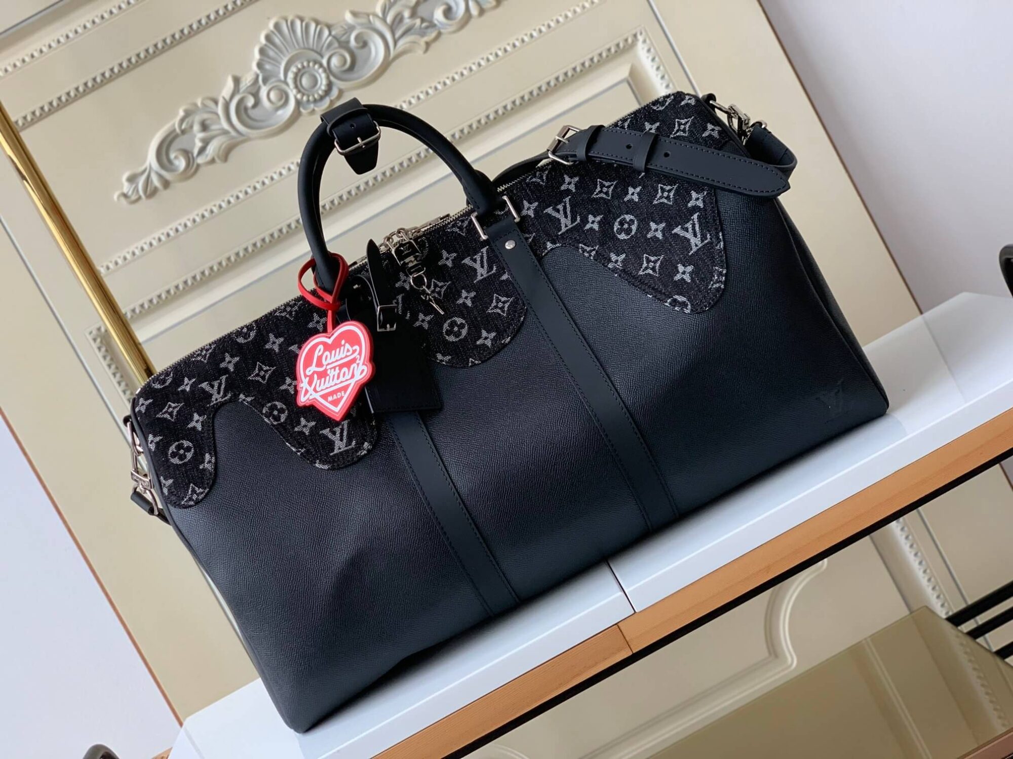 Louis Vuitton LV X Nigo Monogram Drip Denim Keepall 50 Travel Bag M45975 Blue - Black - Image 10