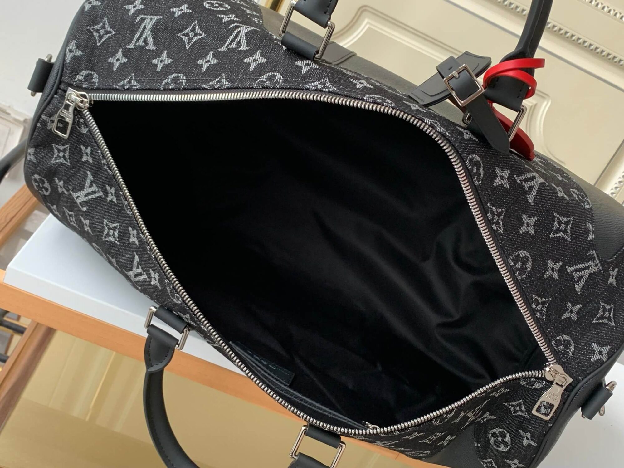 Louis Vuitton LV X Nigo Monogram Drip Denim Keepall 50 Travel Bag M45975 Blue - Black - Image 12