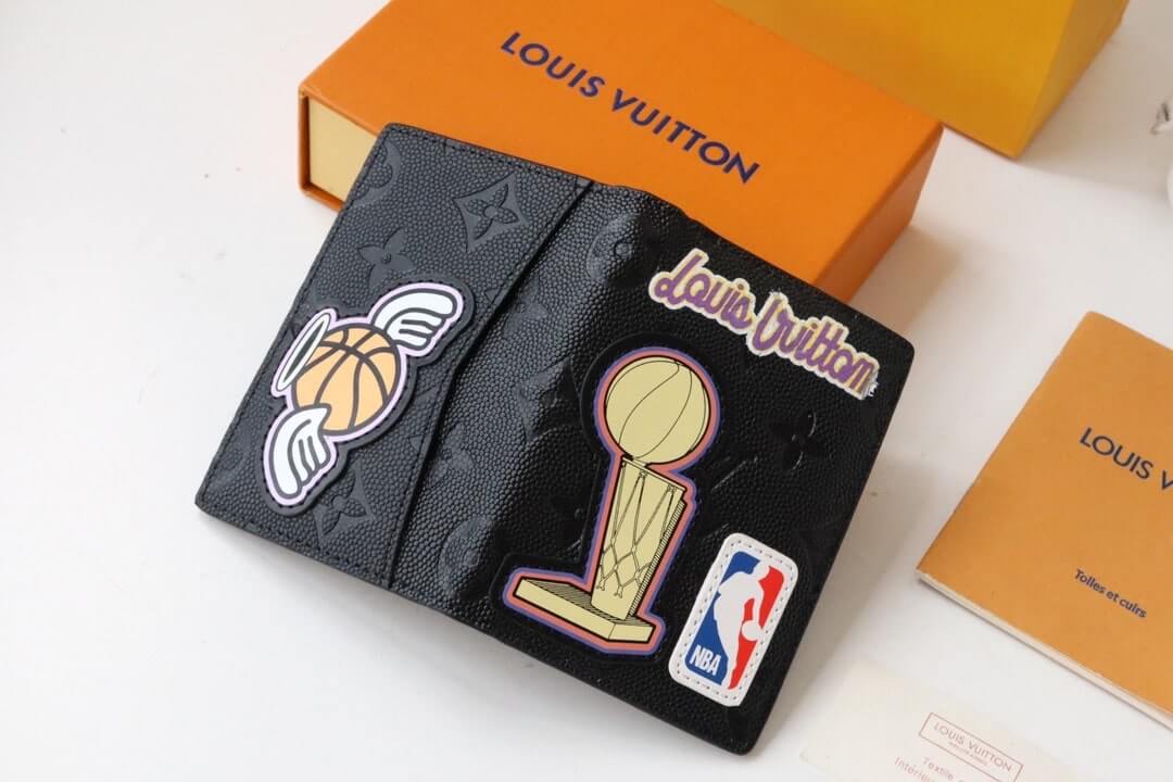 LLouis Vuitton LV x NBA Monogram embossed Pocket Organizer M80615 Black - Image 4