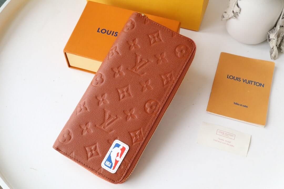 Louis Vuitton LV x NBA Monogram embossed Zippy Wallet Vertical M80548 Brown