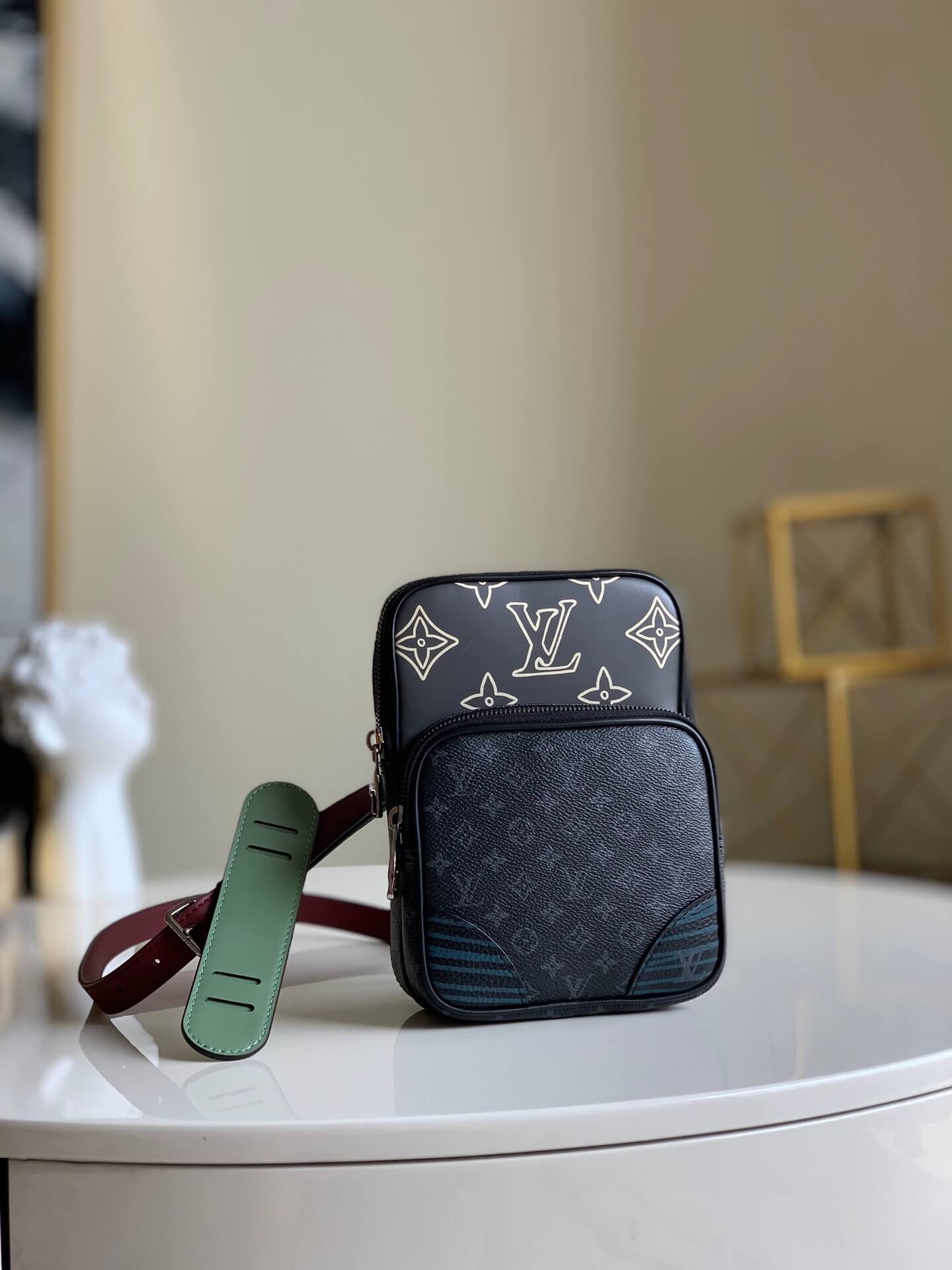Louis Vuitton Monogram Eclipse Canvas Patchwork AMAZONE Sling Bag M45439 Black