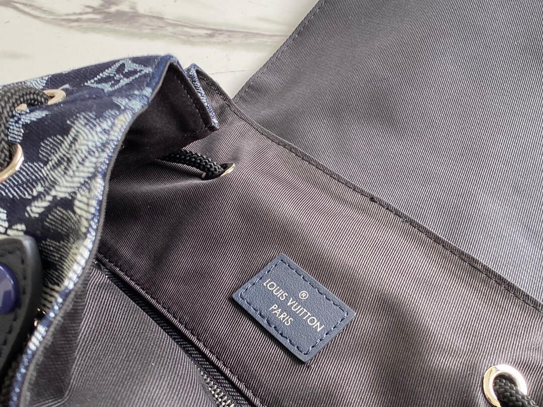 Louis vuitton LV Monogram Trapestry canvas Christopher Backpack Bag M57280 Navy Blue - Image 5