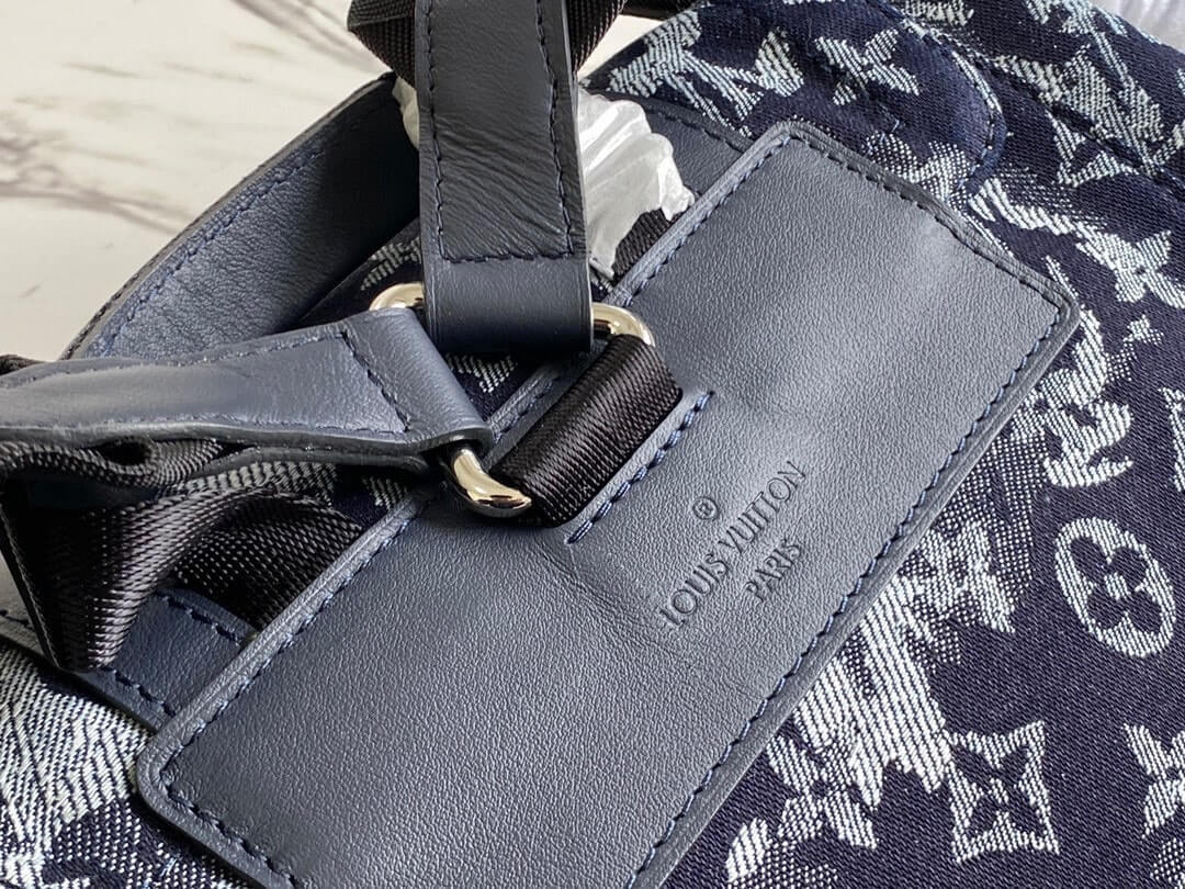 Louis vuitton LV Monogram Trapestry canvas Christopher Backpack Bag M57280 Navy Blue - Image 8