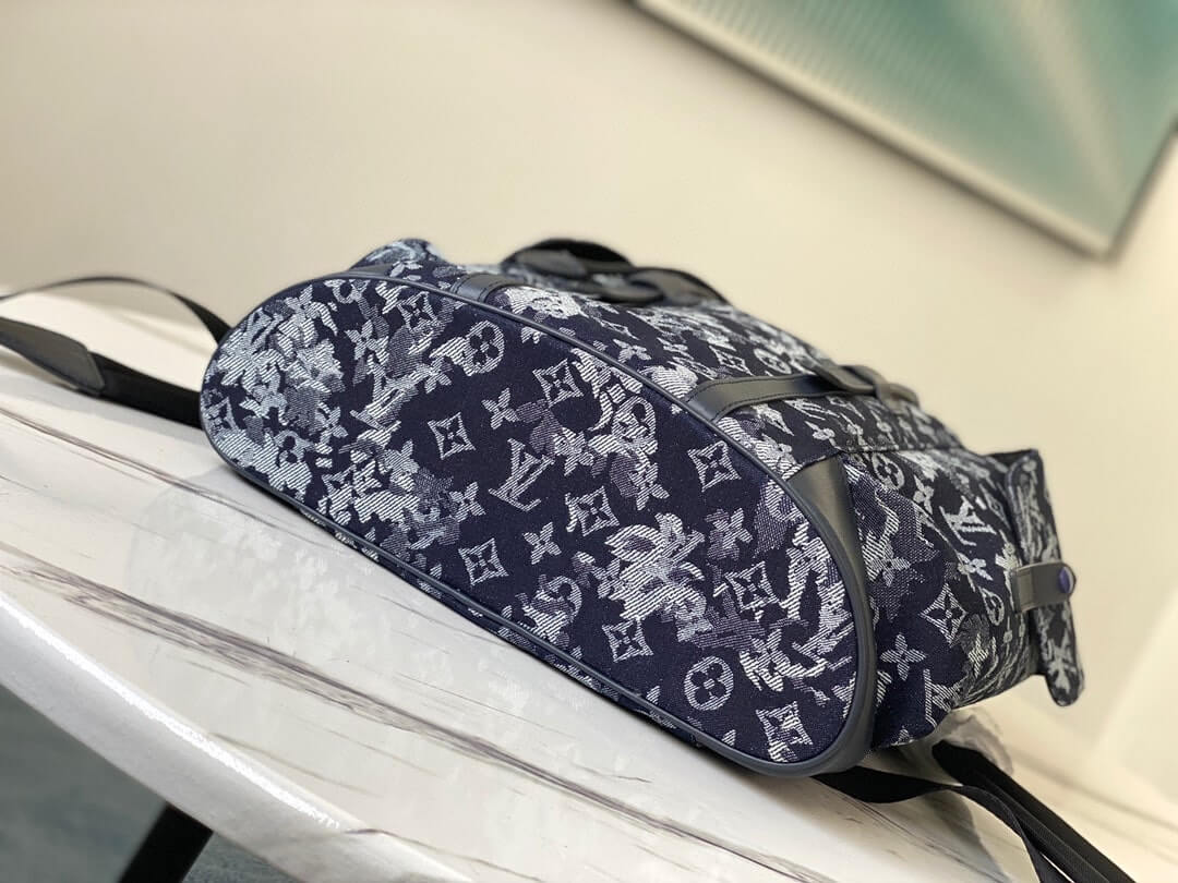 Louis vuitton LV Monogram Trapestry canvas Christopher Backpack Bag M57280 Navy Blue - Image 9