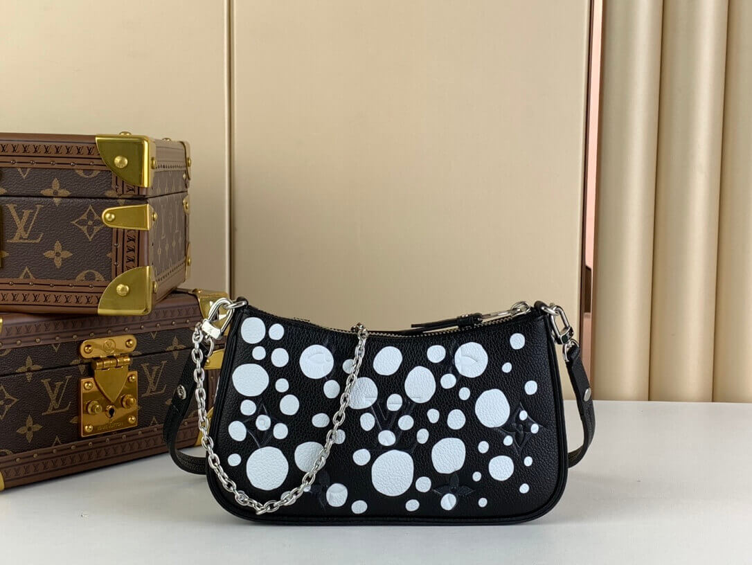 Louis Vuitton Monogram Empreint LV x YK Infinity Dots Easy Pouch on Strap Shoulder HandBag M81908 Black