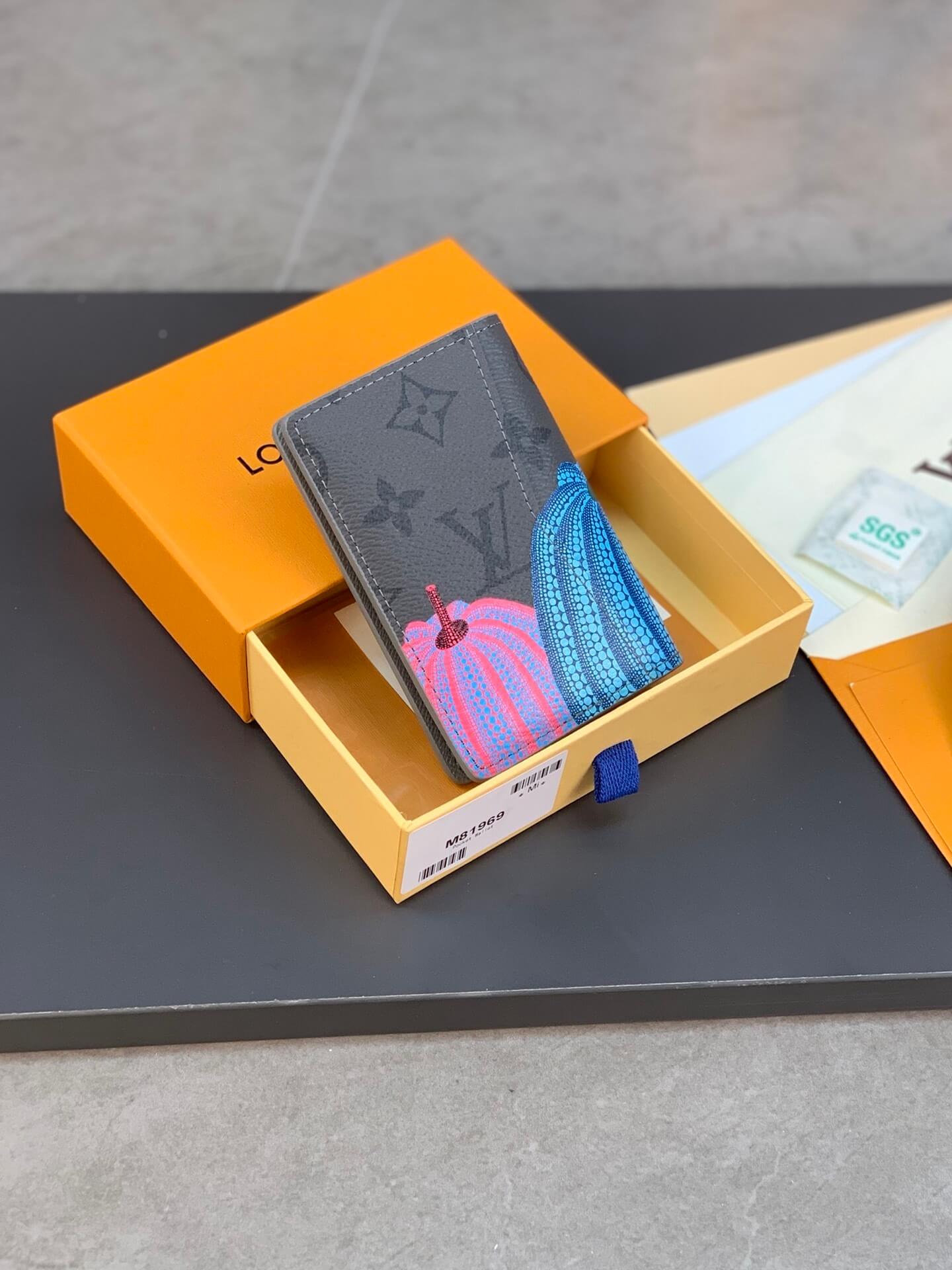 Louis Vuitton Monogram Eclipse Reverse coated canvas LV x YK Pocket Organizer M81969 Black Flower - Image 3