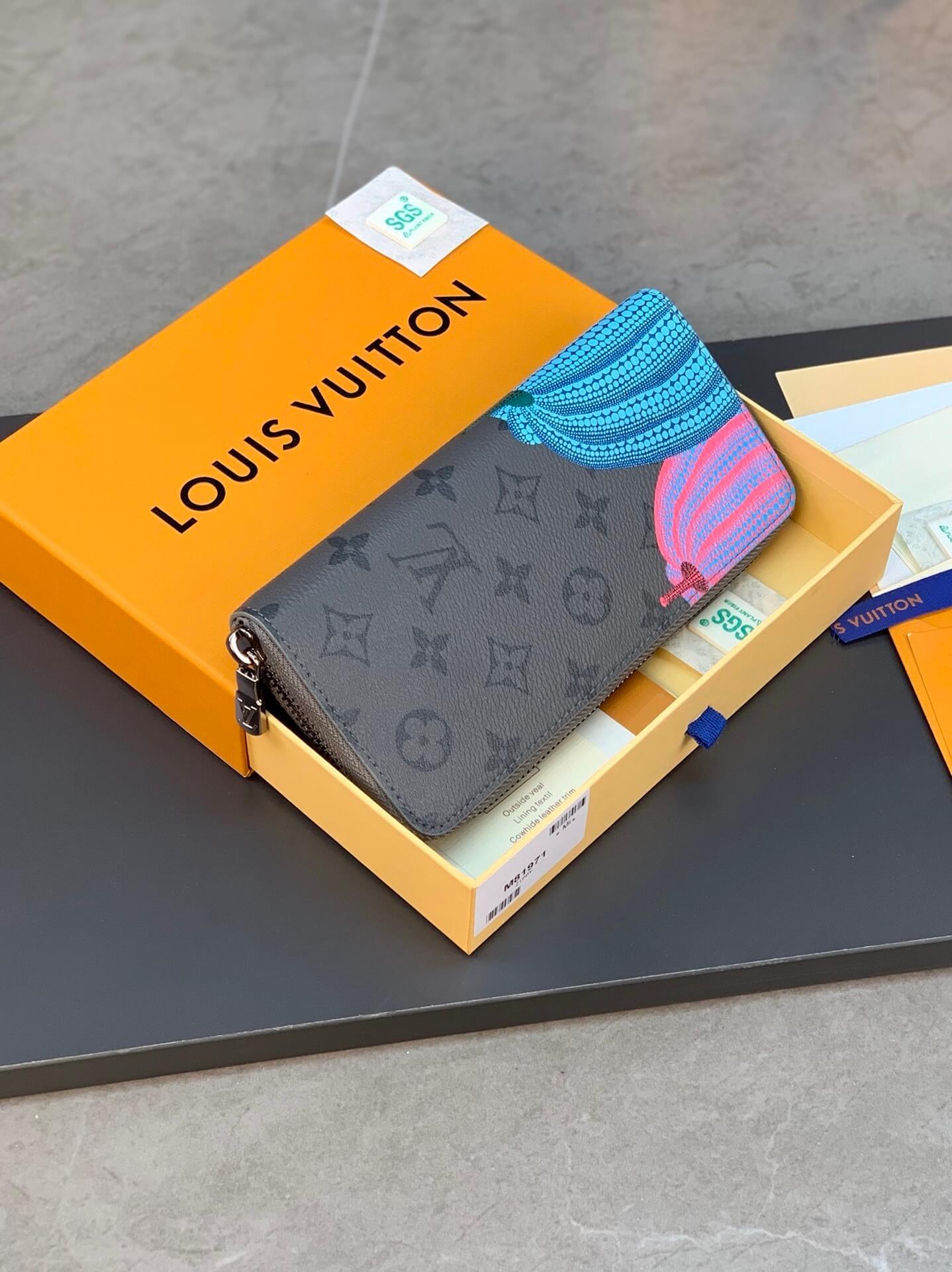 Louis Vuitton Monogram Eclipse Reverse coated canvas Pumpkin LV x YK Zippy Zipper Wallet M81971 Black Flower - Image 8