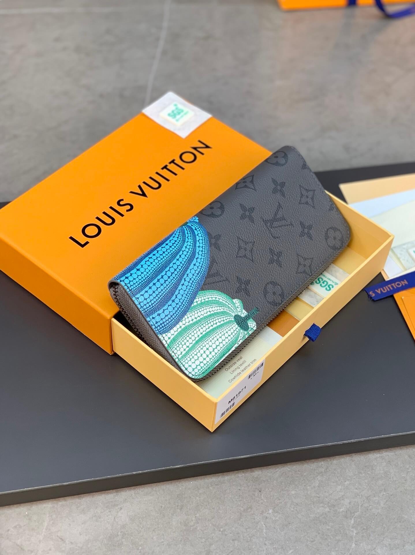 Louis Vuitton Monogram Eclipse Reverse coated canvas Pumpkin LV x YK Zippy Zipper Wallet M81971 Black Flower - Image 9