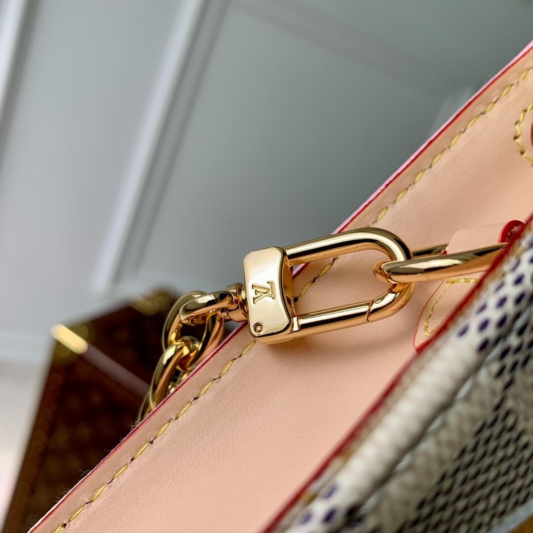 Louis Vuitton LV Damier Azur Canvas Toiletry Pouch On Chain Handbag N40469 White Grid - Image 7