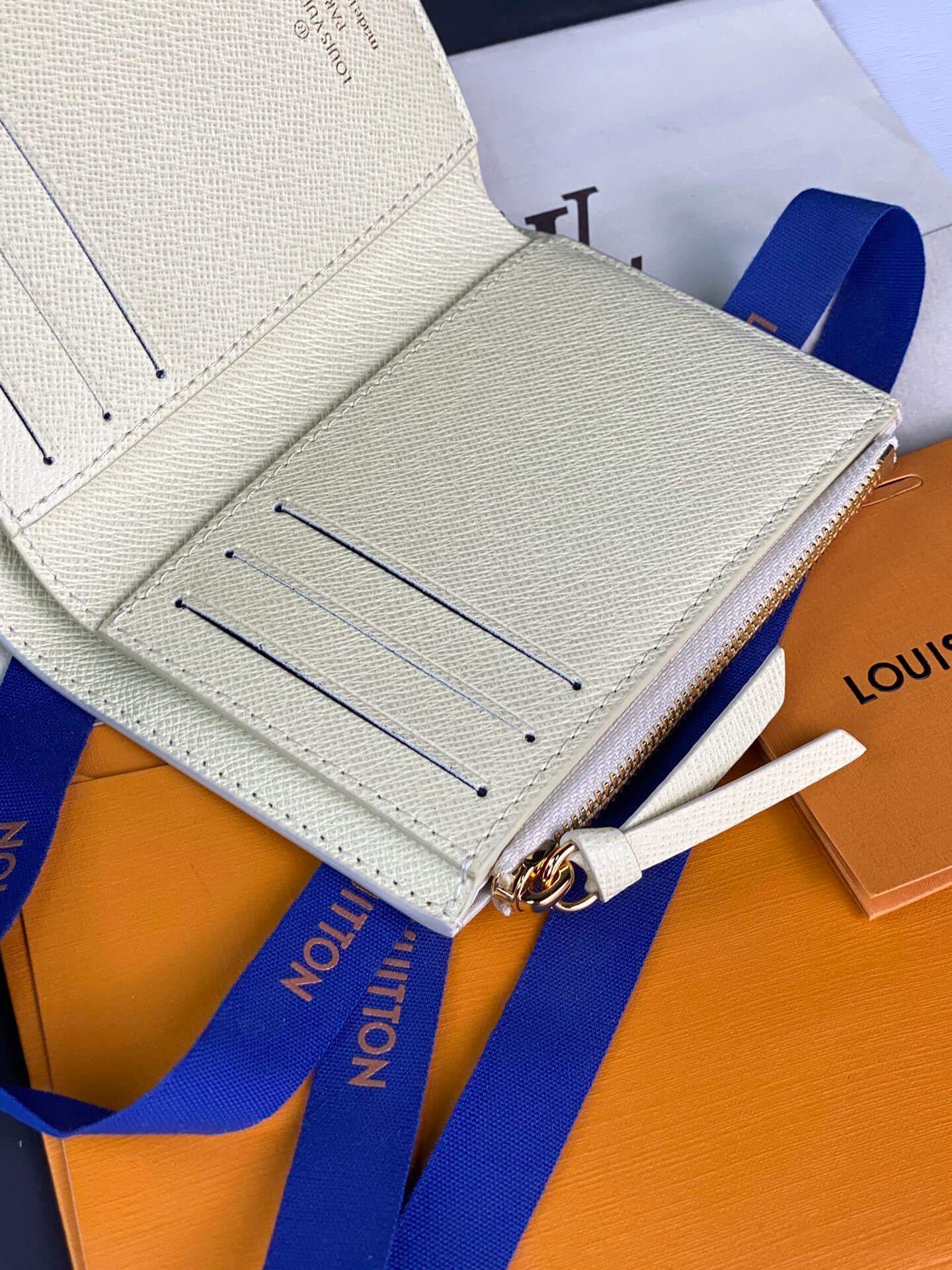 Louis Vuitton LV Damier Azur Canvas Victorine Wallet N40468 White Grid - Image 5