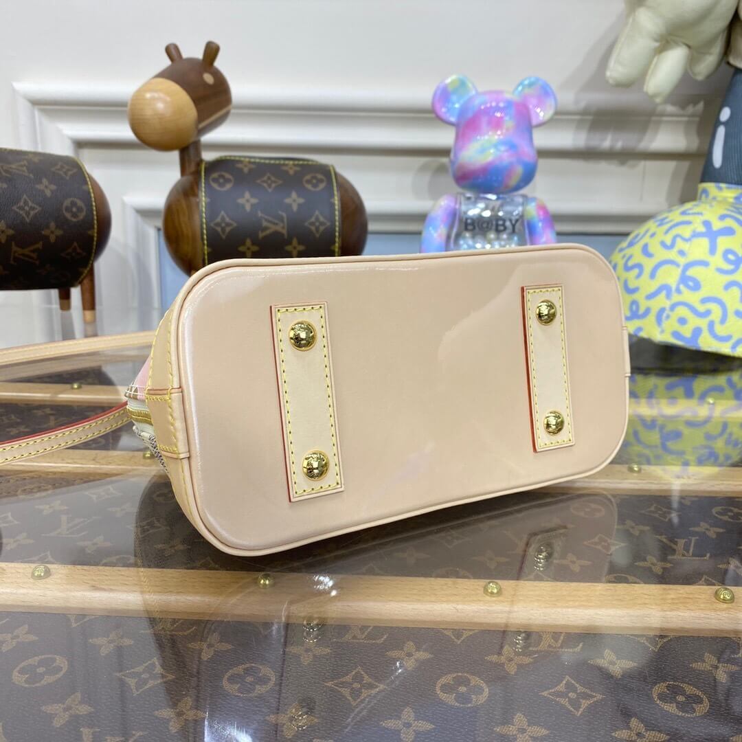 Louis Vuitton LV Damier Azur canvas Alma BB CrossBody Handbag N40472 White Grid - Image 9