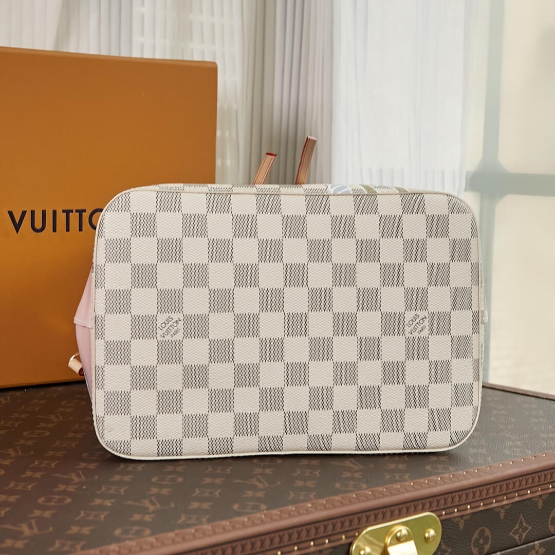 Louis Vuitton LV Damier Azur canvas Néonoé MM Shoulder Handbag N40474 White Grid - Image 9