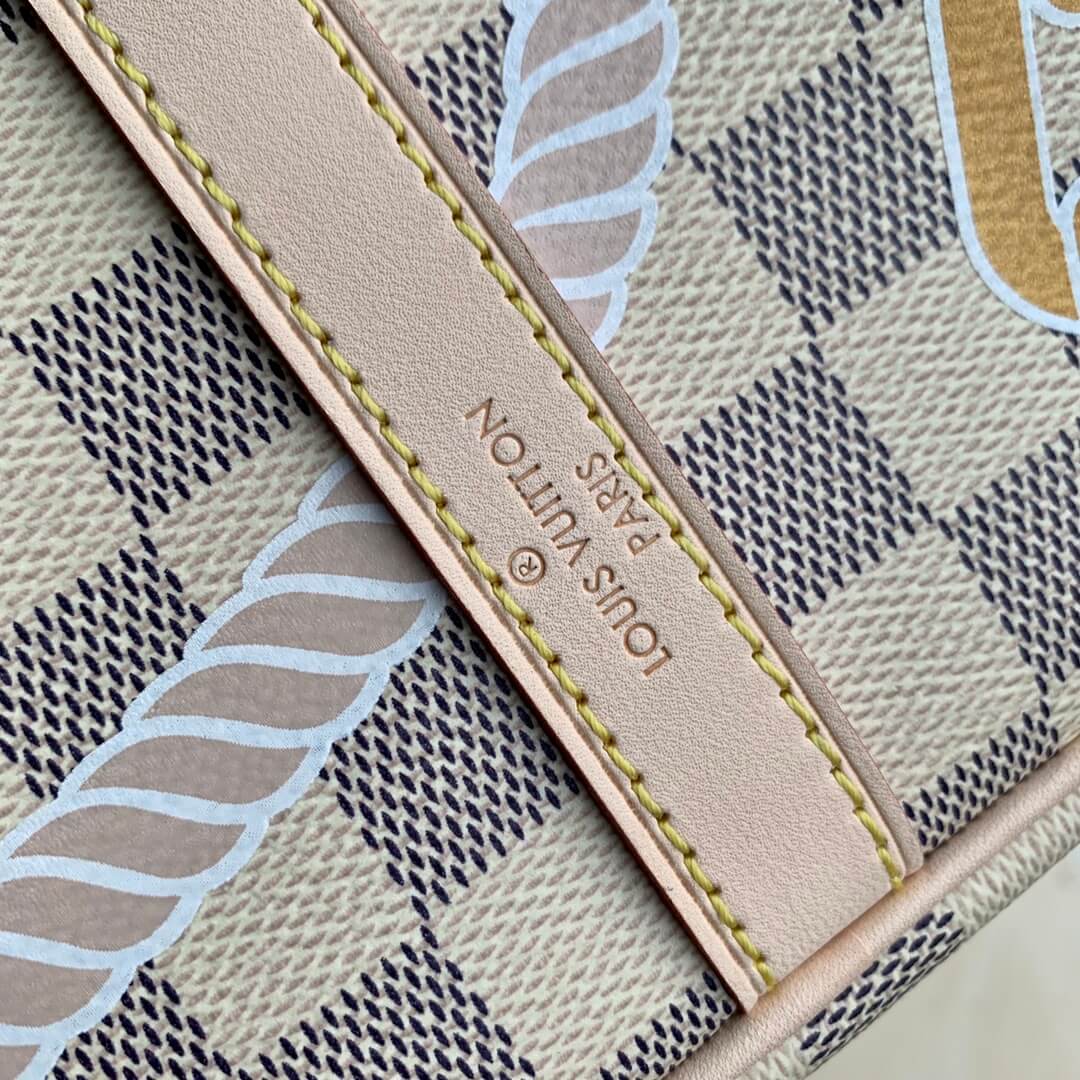 Louis Vuitton LV Damier Azur canvas Speedy Bandoulière 25 Shoulder Handbag N40473 White Grid - Image 6