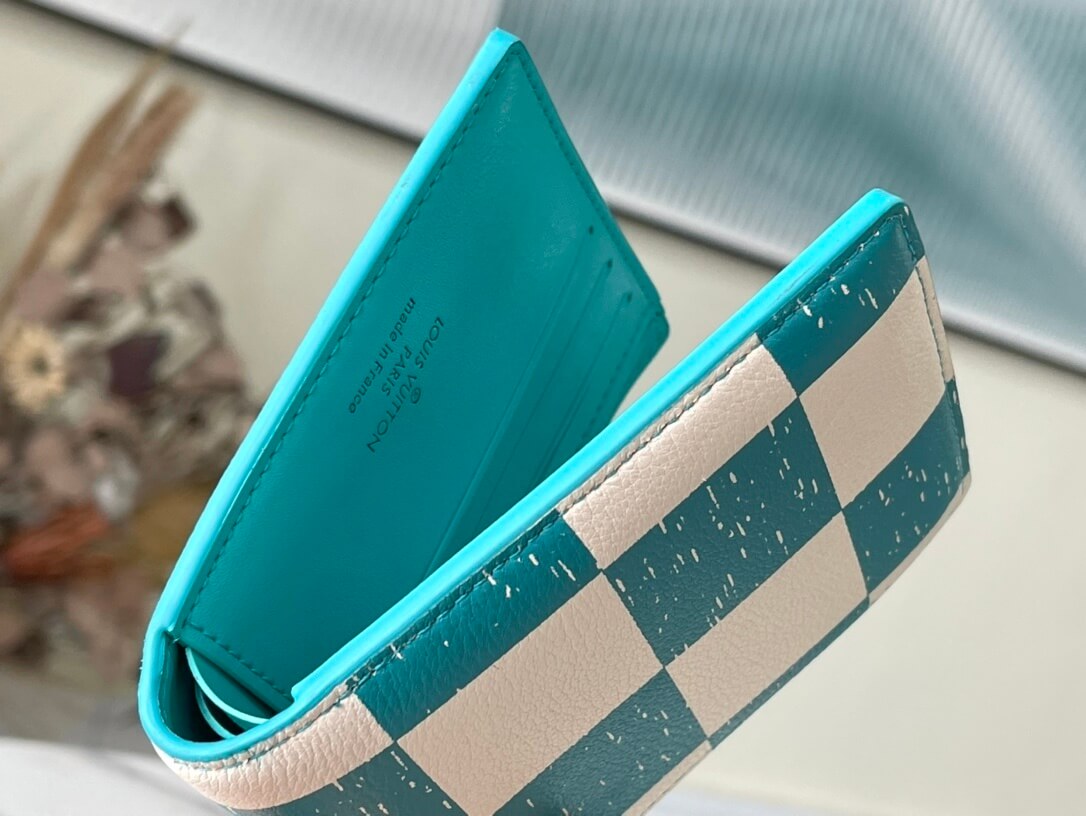 Louis Vuitton LV Damier Canvas Multiple Wallet Teal Blue - Image 9
