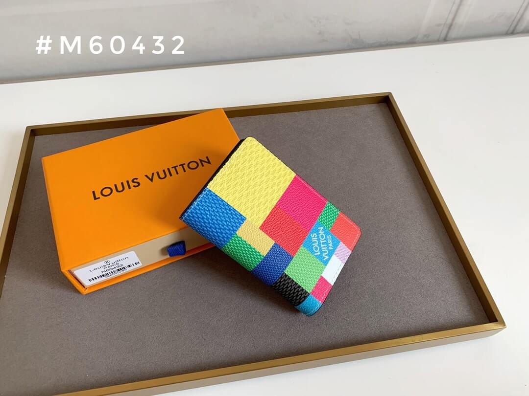 Louis Vuitton LV Damier Distroted canvas Small Card Holder Wallet N60441 Multicolor
