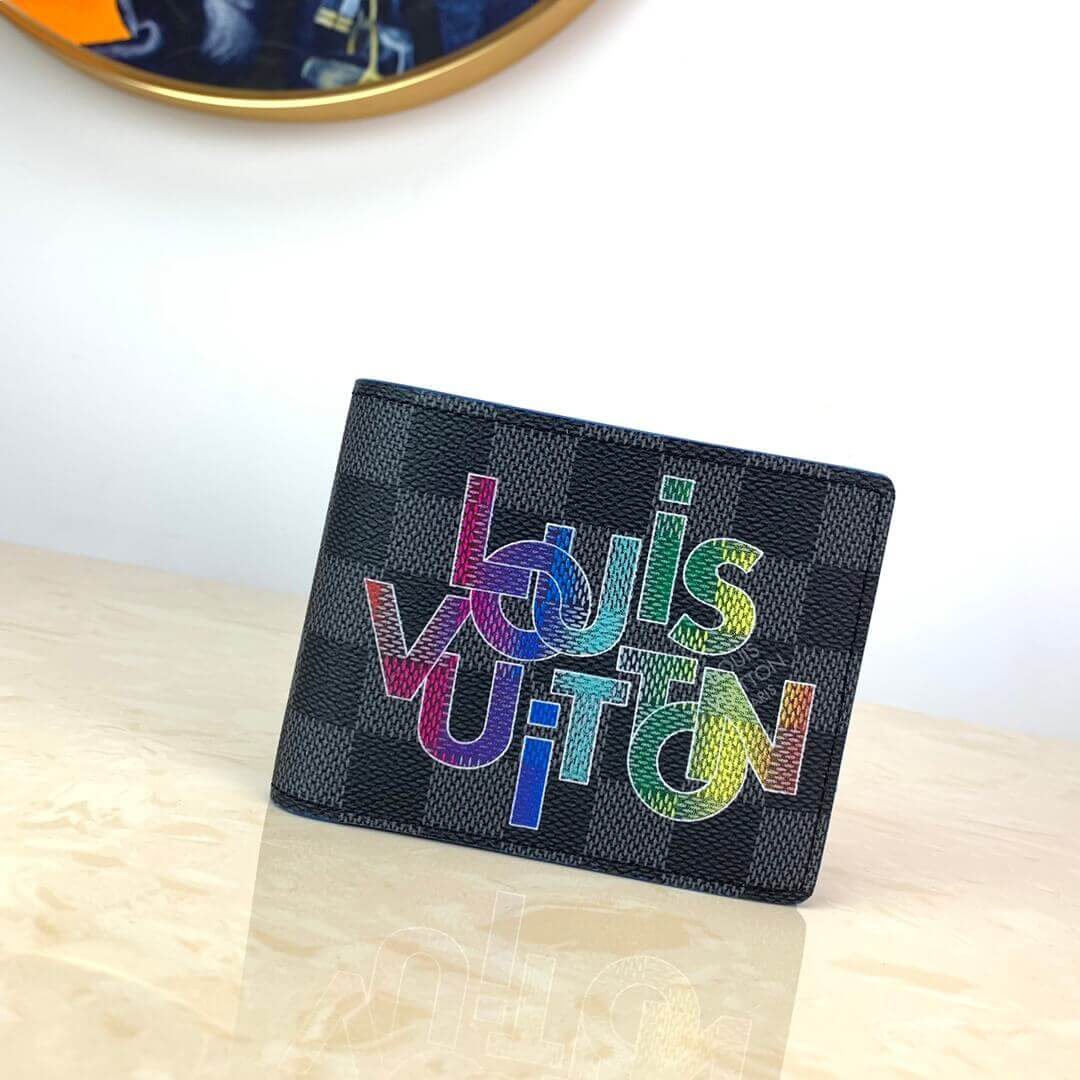 Louis Vuitton LV Damier Graphite Multiple Wallet N60302 Blue