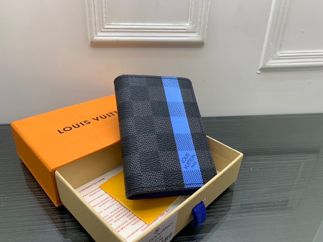 Louis Vuitton LV Damier Graphite Pocket Organizer N60076 Blue