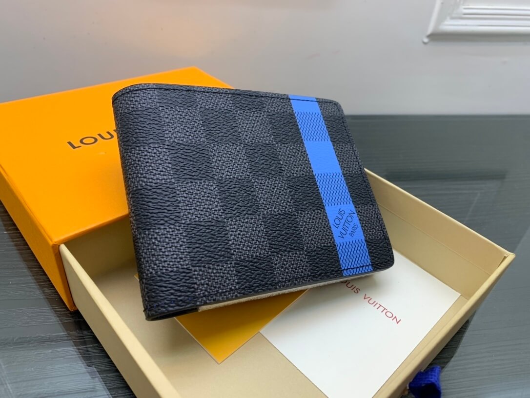 Louis Vuitton LV Damier Graphite Multiple Wallet N60086 Blue