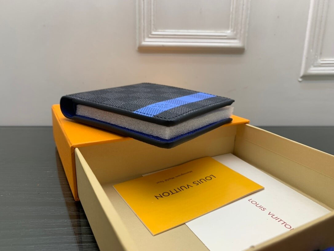Louis Vuitton LV Damier Graphite Multiple Wallet N60086 Blue - Image 6