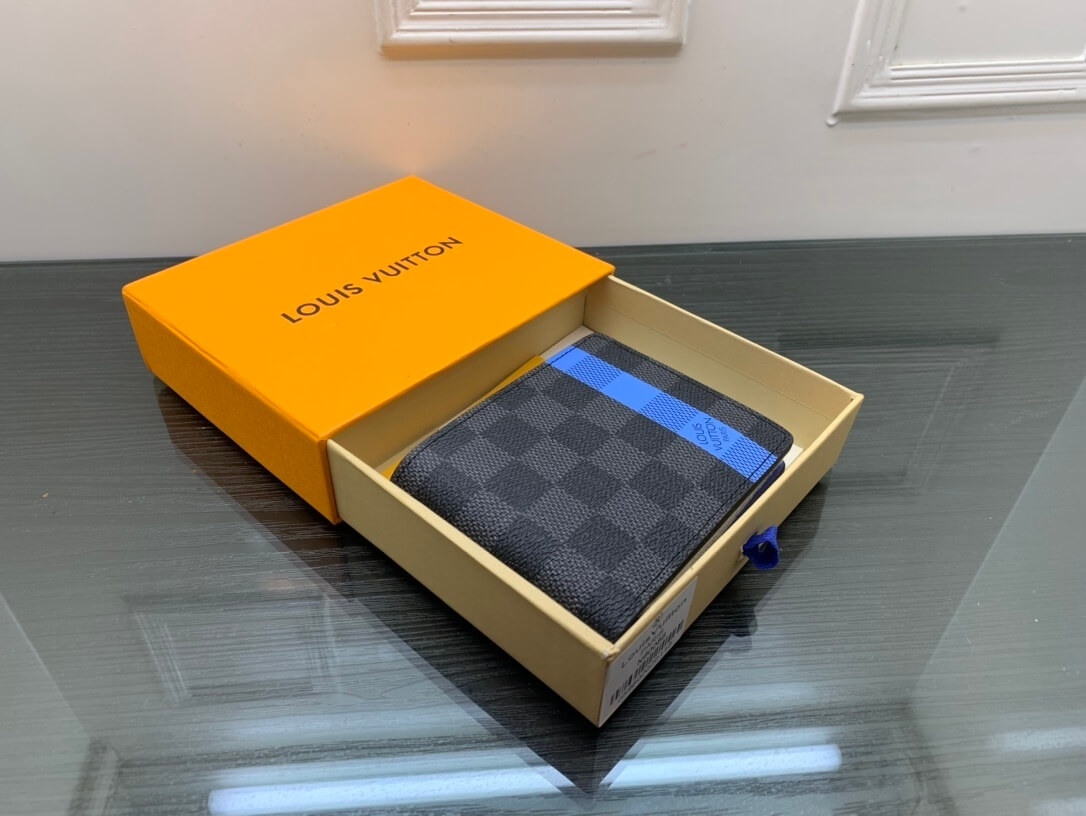 Louis Vuitton LV Damier Graphite Multiple Wallet N60086 Blue - Image 7