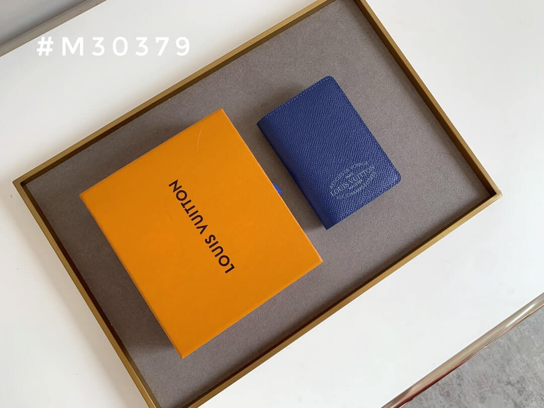 Louis Vuitton LV Damier canvas Card Holders Taiga Pocket Organizer Wallet Blue - Black - Cobalt