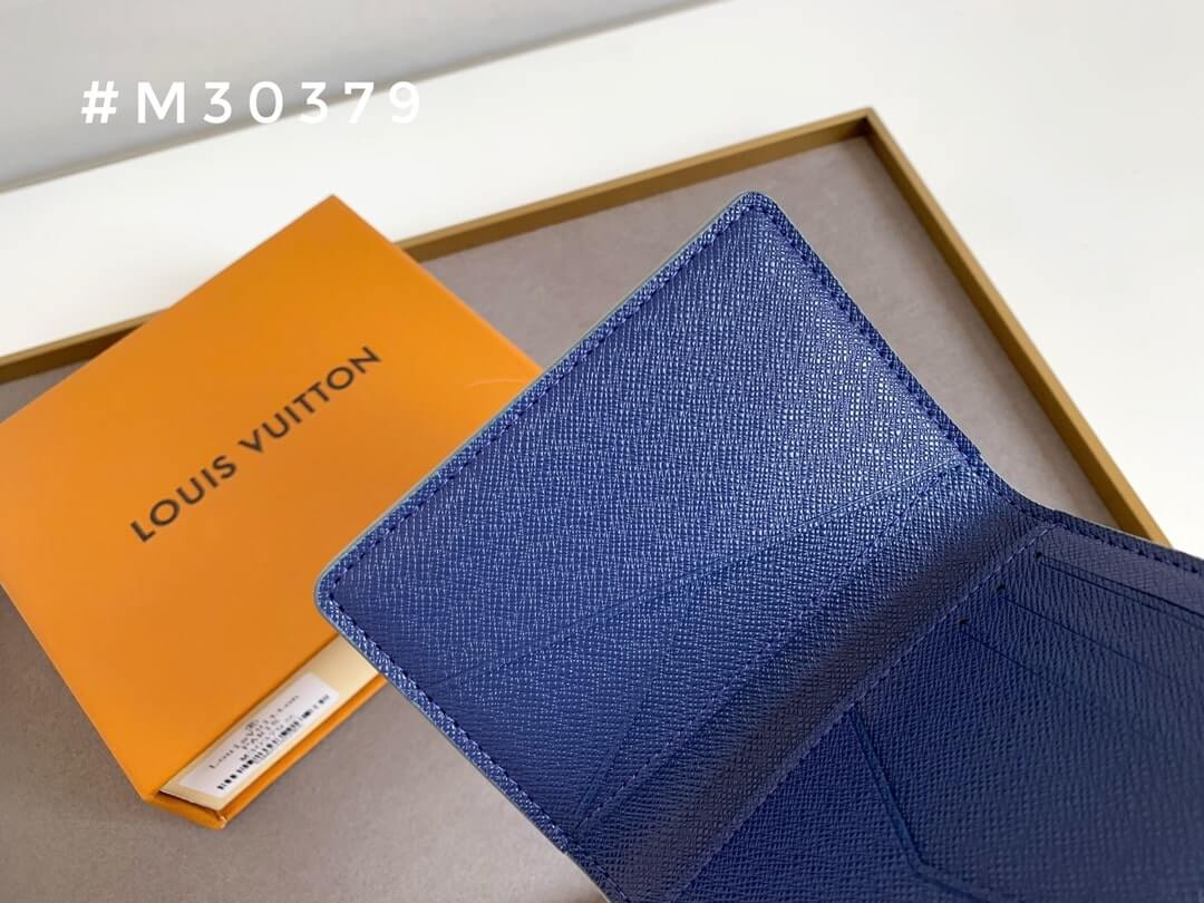 Louis Vuitton LV Damier canvas Card Holders Taiga Pocket Organizer Wallet Blue - Black - Cobalt - Image 6