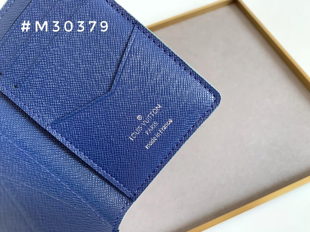 Louis Vuitton LV Damier canvas Card Holders Taiga Pocket Organizer Wallet Blue - Black - Cobalt - Image 4