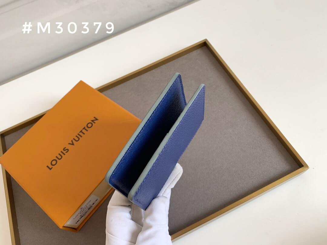 Louis Vuitton LV Damier canvas Card Holders Taiga Pocket Organizer Wallet Blue - Black - Cobalt - Image 5