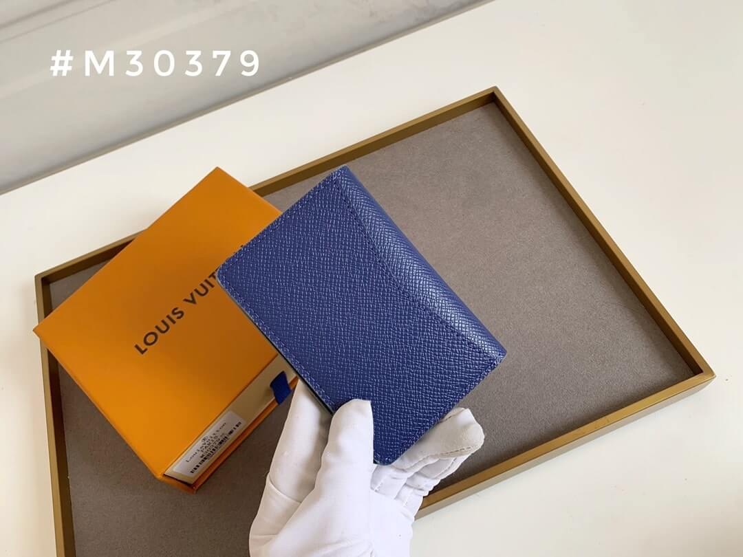 Louis Vuitton LV Damier canvas Card Holders Taiga Pocket Organizer Wallet Blue - Black - Cobalt - Image 7