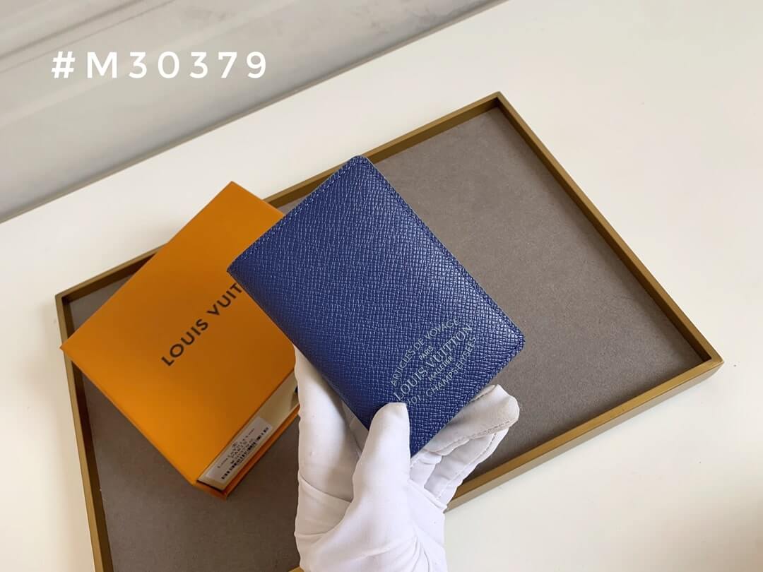 Louis Vuitton LV Damier canvas Card Holders Taiga Pocket Organizer Wallet Blue - Black - Cobalt - Image 8