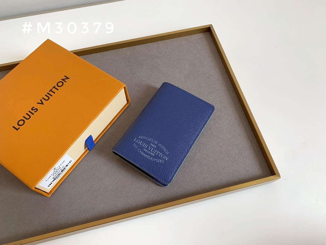 Louis Vuitton LV Damier canvas Card Holders Taiga Pocket Organizer Wallet Blue - Black - Cobalt - Image 9