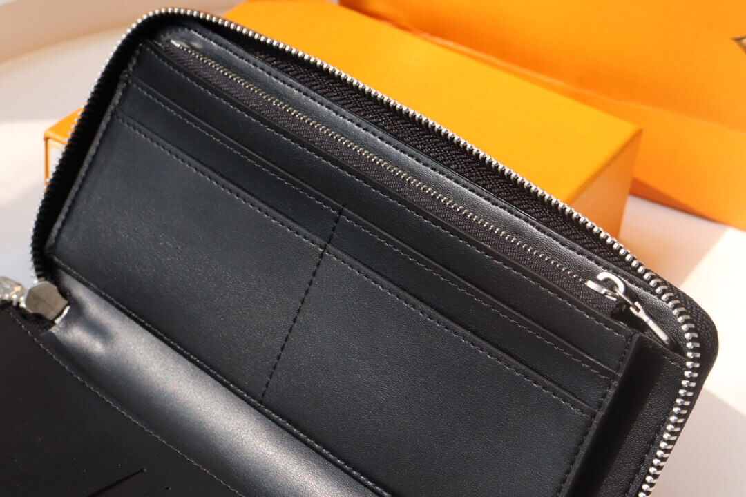 Louis Vuitton LV Damier infini Vertical Zippy Wallet N60442 Blue / Black - Green / Black - Image 4