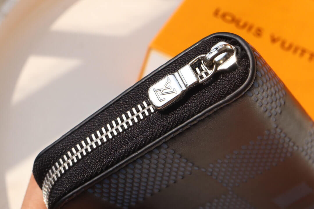 Louis Vuitton LV Damier infini Vertical Zippy Wallet N60442 Blue / Black - Green / Black - Image 7