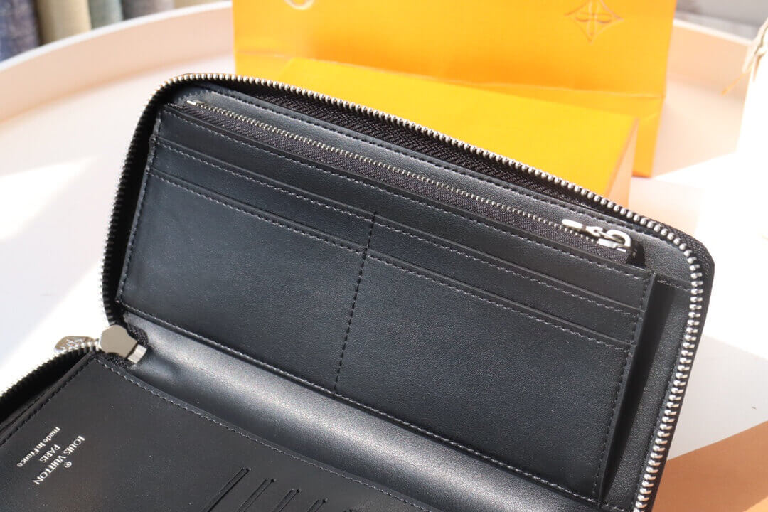 Louis Vuitton LV Damier infini Vertical Zippy Wallet N60442 Blue / Black - Green / Black - Image 11