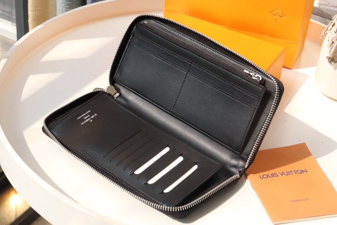 Louis Vuitton LV Damier infini Vertical Zippy Wallet N60442 Blue / Black - Green / Black - Image 10