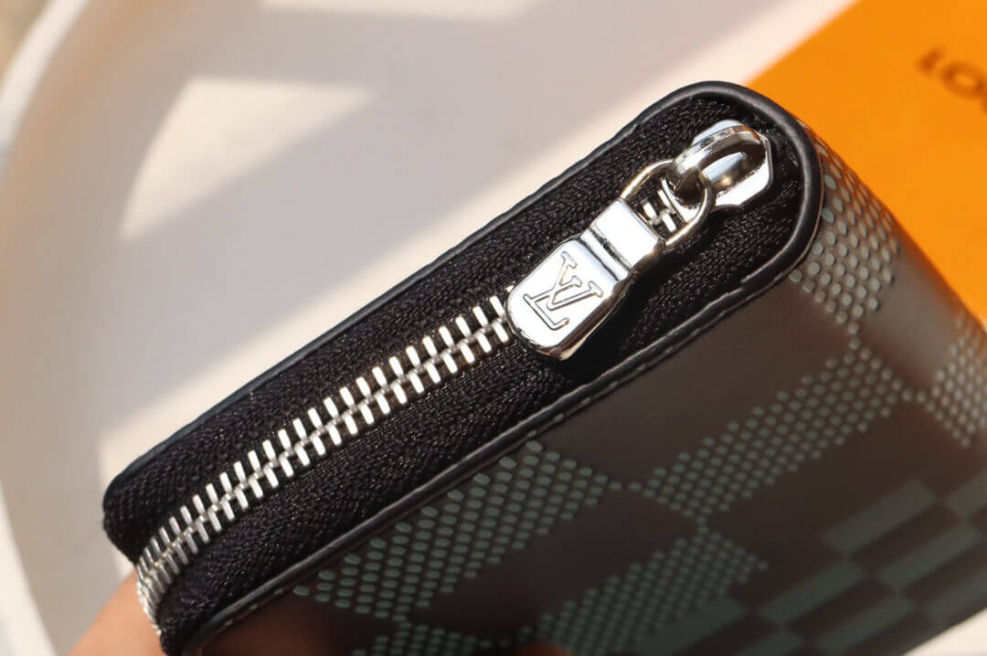 Louis Vuitton LV Damier infini Vertical Zippy Wallet N60442 Blue / Black - Green / Black - Image 13