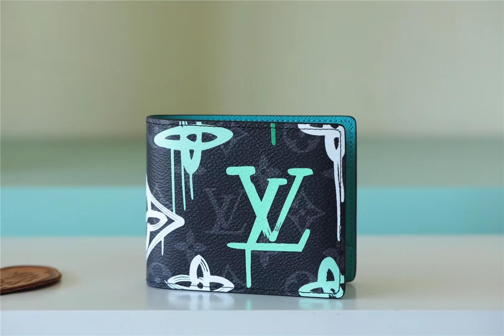Louis Vuitton LV Monogram Canvas Multiple Wallet M81847 Graffiti Green- Graffiti Orange