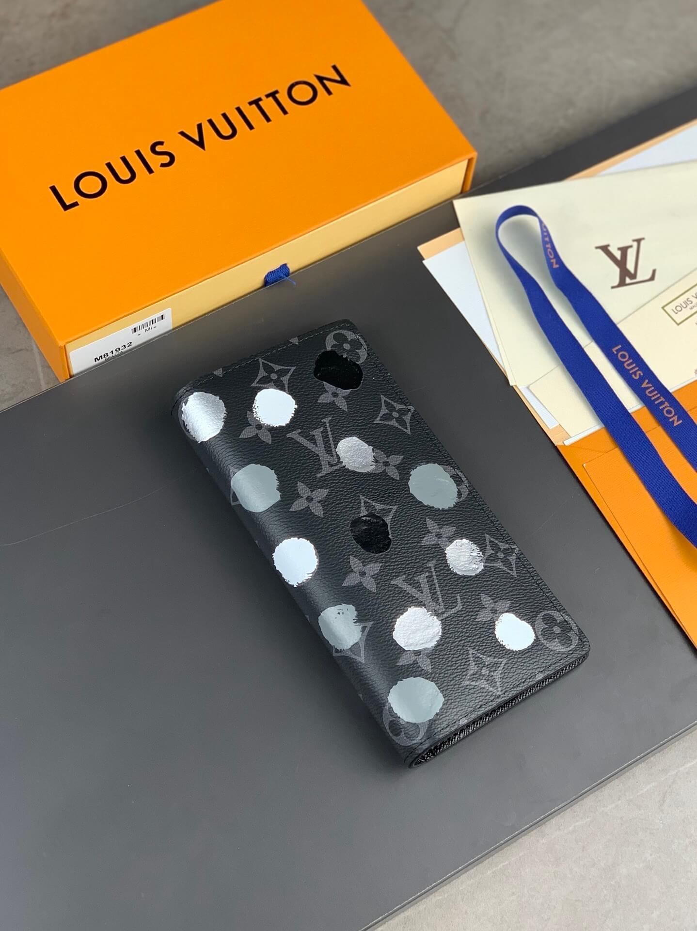 Louis Vuitton Monogram Eclipse LV x YK Brazza Wallet M81932 Black