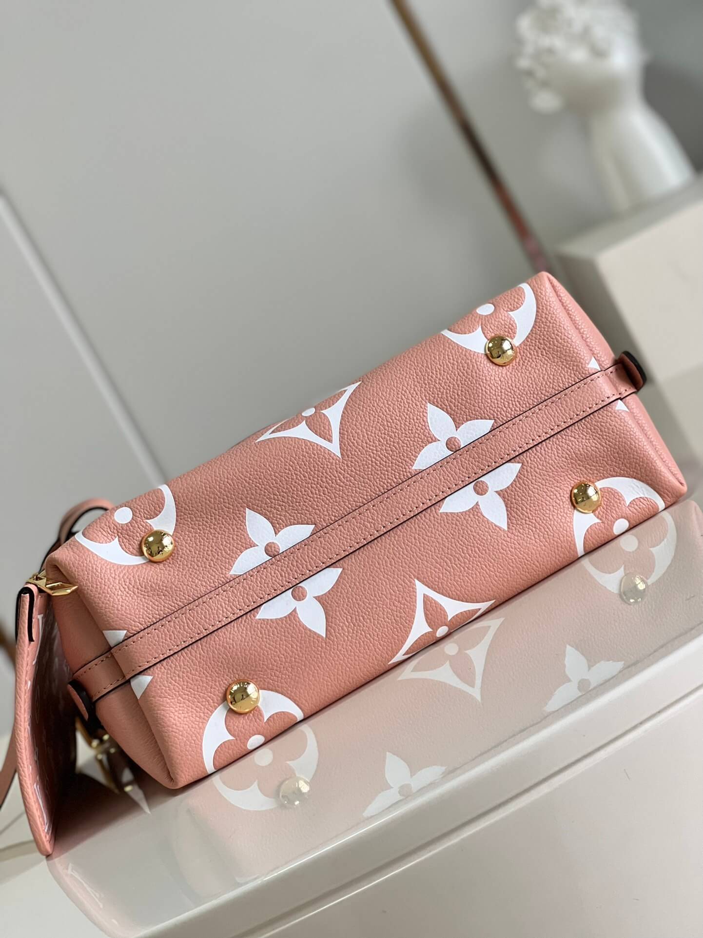 Louis Vuitton LV Monogram Empreinte CarryAll Shoulder Handbag M46298 Trianon Pink / Cream - Image 8