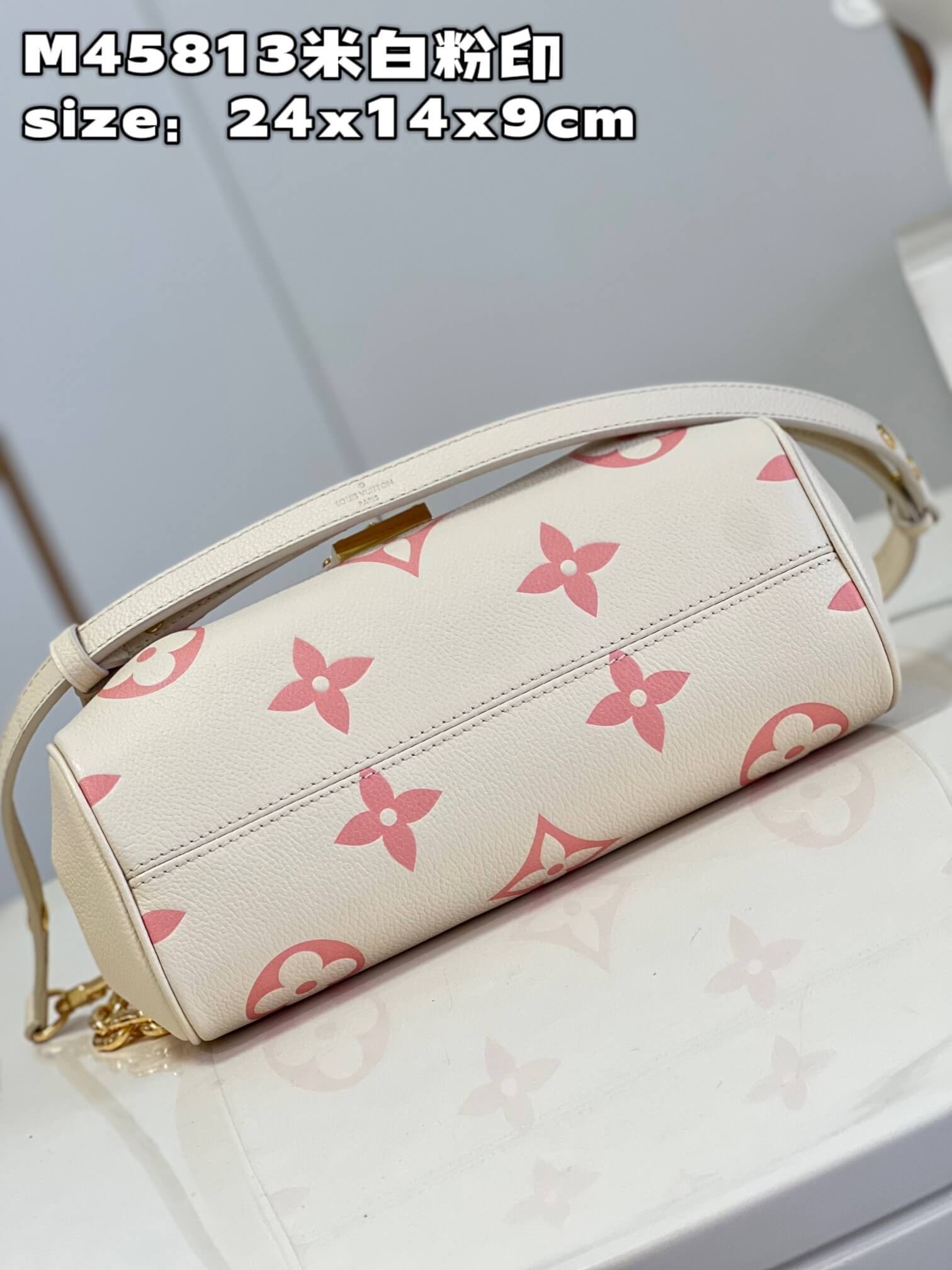 Louis Vuitton LV Monogram Empreinte Favorite Crossbody Handbag M46393 Cream / Rose Trianon - Image 8
