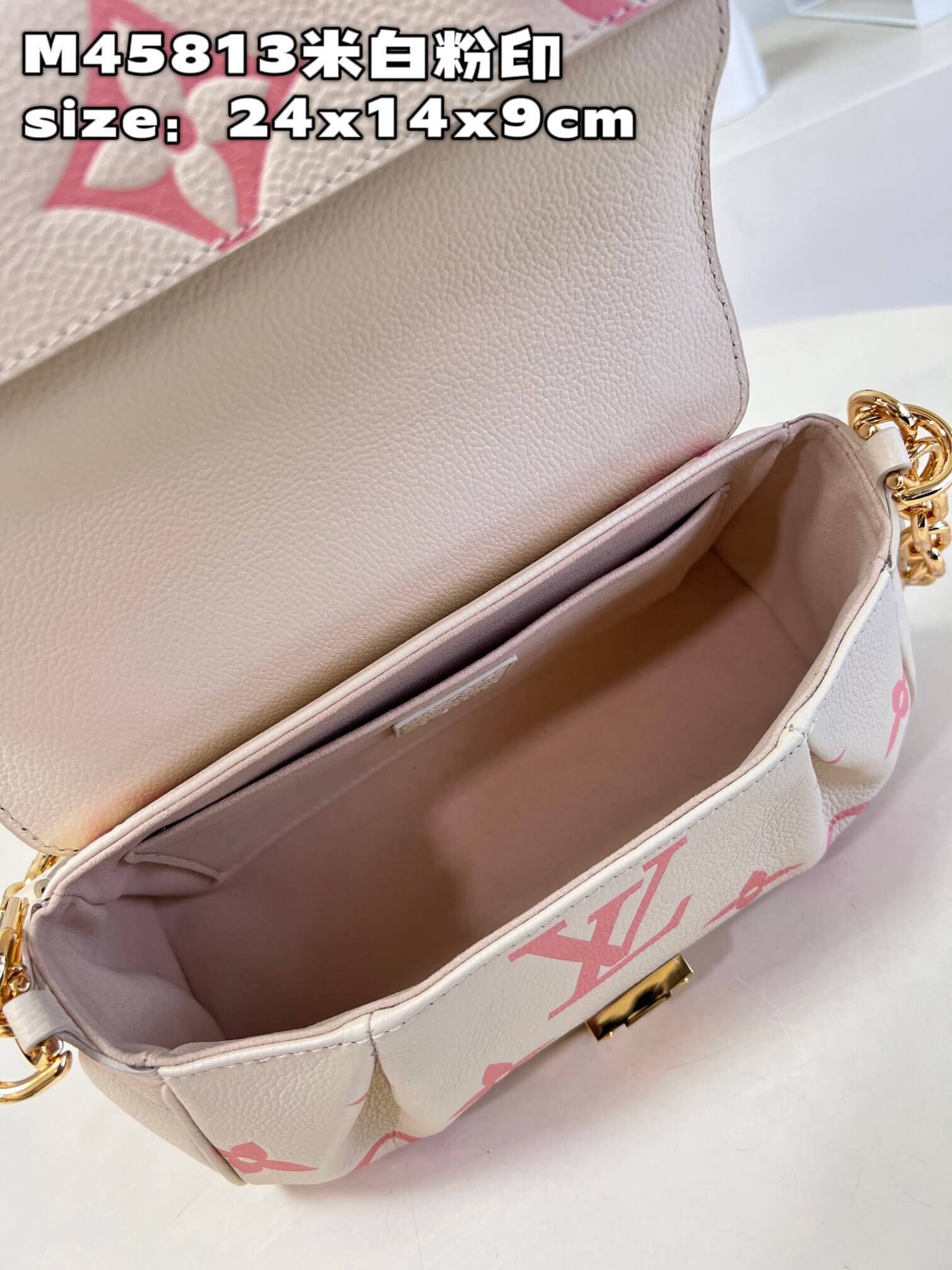 Louis Vuitton LV Monogram Empreinte Favorite Crossbody Handbag M46393 Cream / Rose Trianon - Image 4