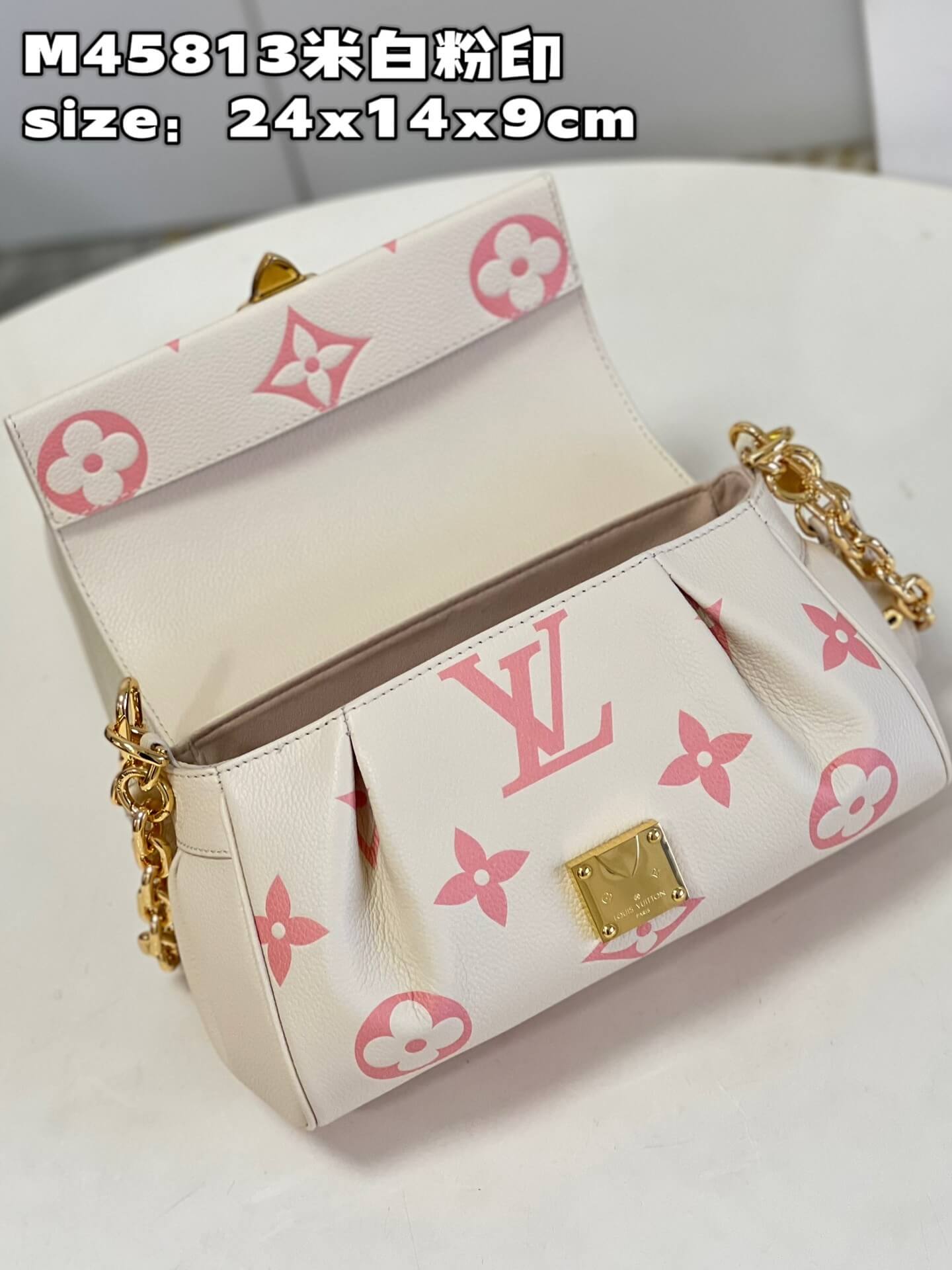 Louis Vuitton LV Monogram Empreinte Favorite Crossbody Handbag M46393 Cream / Rose Trianon - Image 3